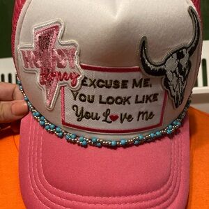 Pink and White Cap trucker hat